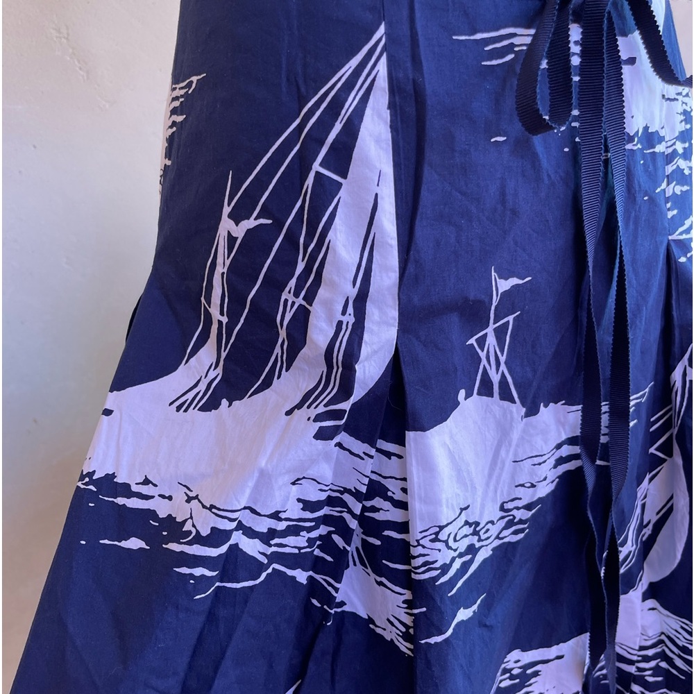 TALBOTS Navy Blue White Nautical Sail Boat Skirt Removable Tie Plus Sz 16W NWT - Picture 10 of 12